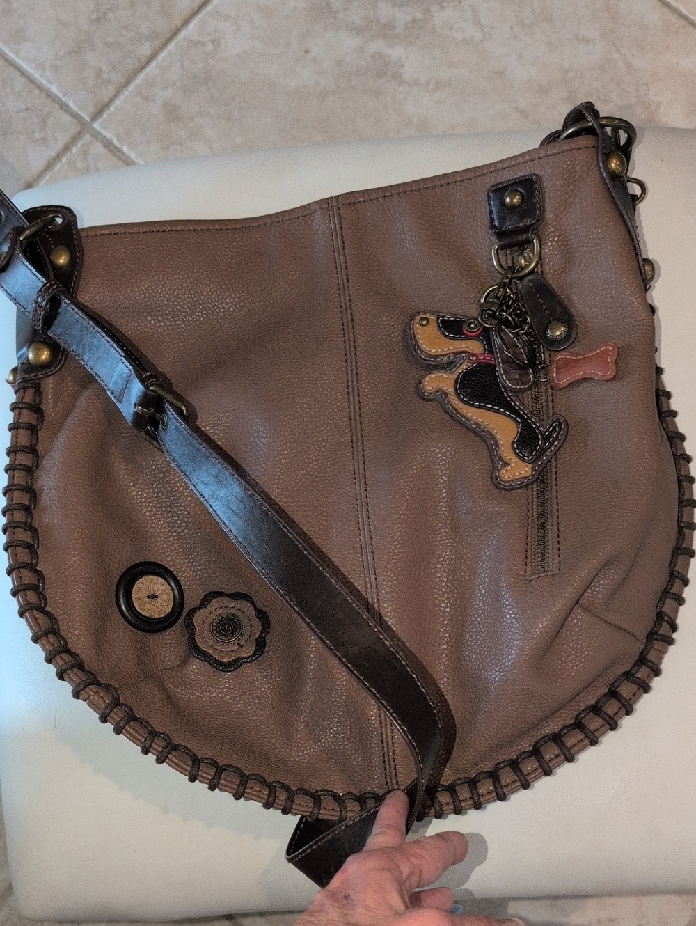 Chala Charming Convertible Hobo Crossbody Bag With Dog Keychain